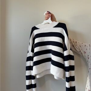 moon & madison Bold Striped Black and White Sweater